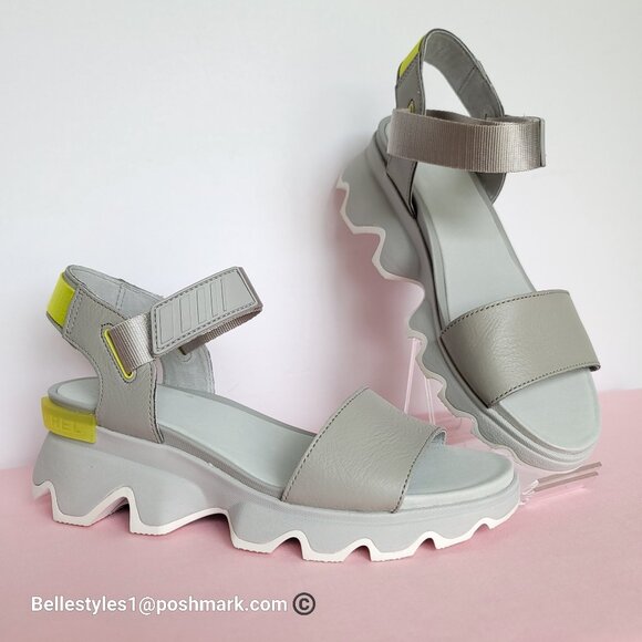 SOREL Kinetic Wedge Sport Leather Sandals - Women's Size 9.5 –Dove Colombe ⭐ - Picture 1 of 16